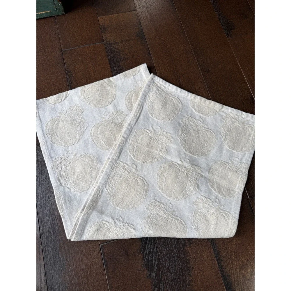 Pier 1 Imports Table Runner OS Cream Fall Pumpkin Jacquard Cotton Thanksgiving